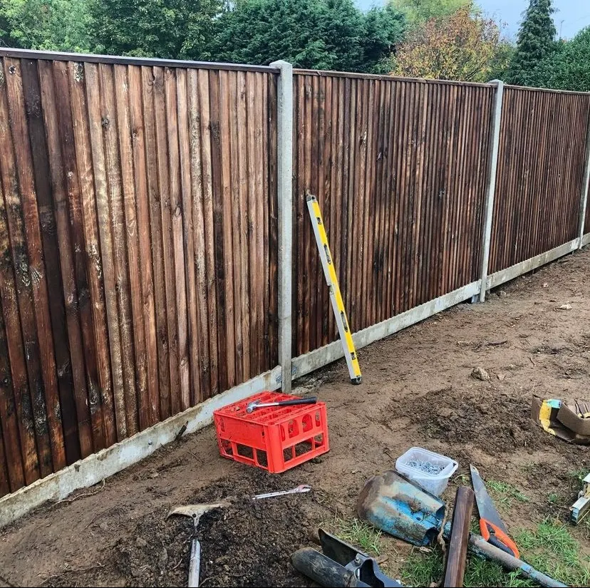 Timber fencing installed on a rear garden boundary